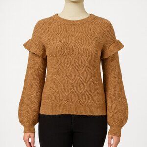 Belle by Belldini Sweater Womens Large Brown Chunky Knit Boho Neutral Minimalist